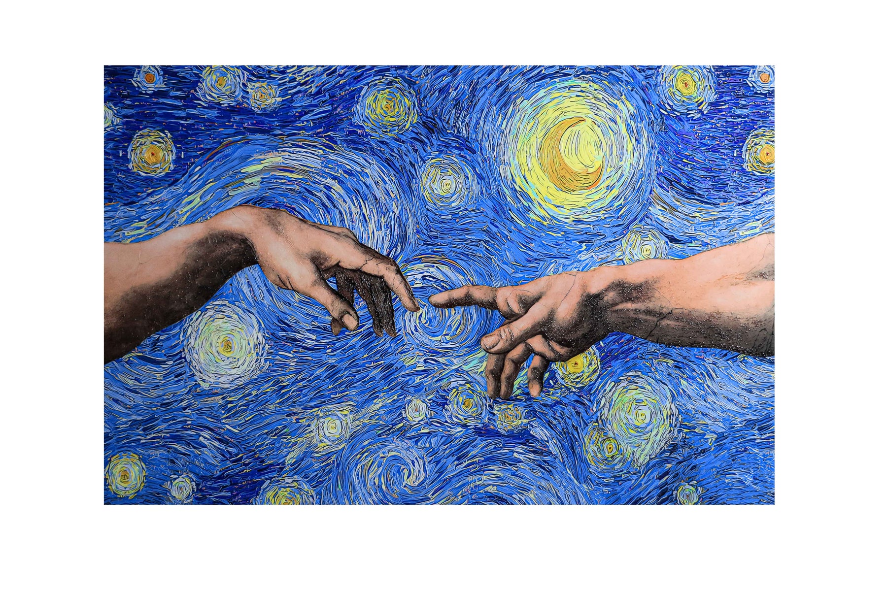 Celestial Touch of Creation — 3D Haptic Embossed High-Gloss Luxury Wall Art