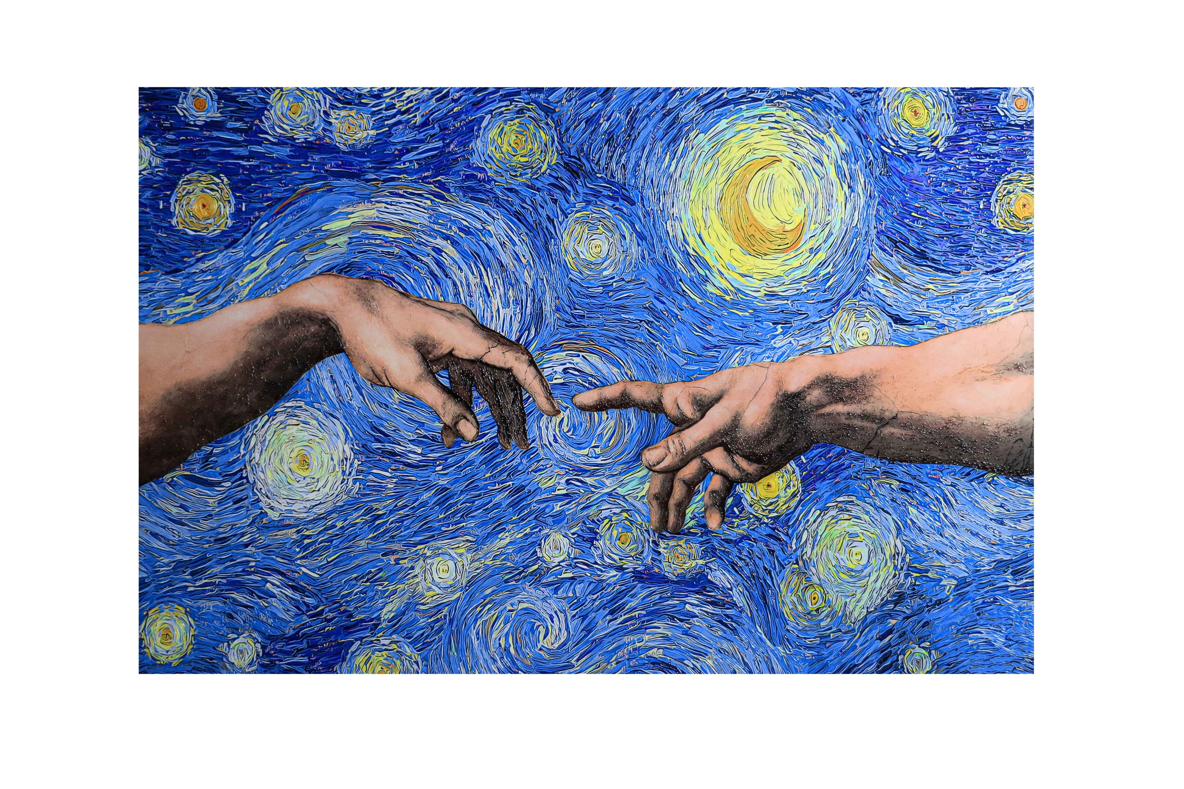 Celestial Touch of Creation — 3D Haptic Embossed High-Gloss Luxury Wall Art