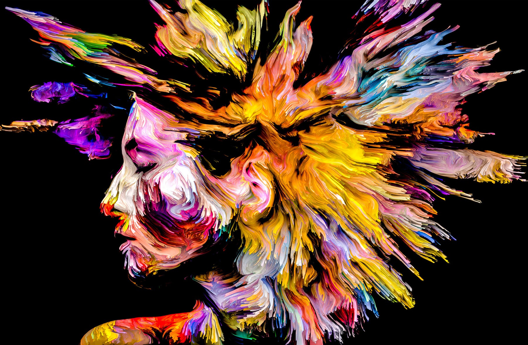 Chromatic Soul Radiance — 3D Haptic Embossed High-Gloss Luxury Wall Art