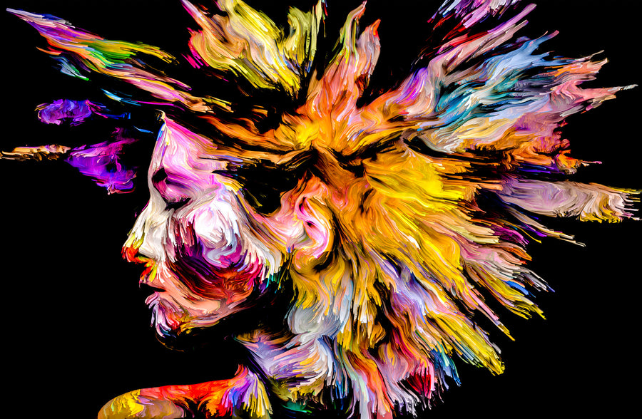 Chromatic Soul Radiance — 3D Haptic Embossed High-Gloss Luxury Wall Art