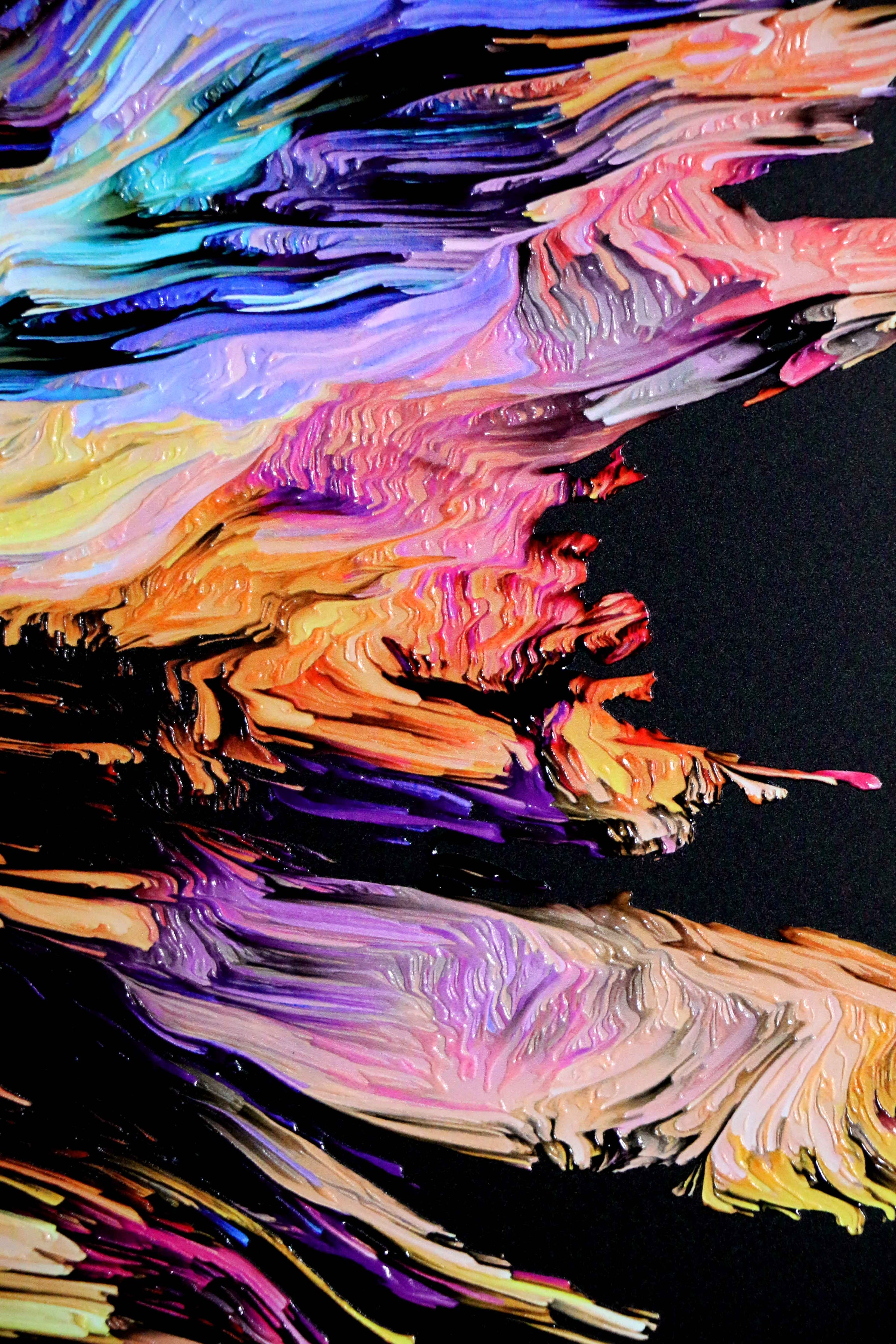 Chromatic Soul Radiance — 3D Haptic Embossed High-Gloss Luxury Wall Art