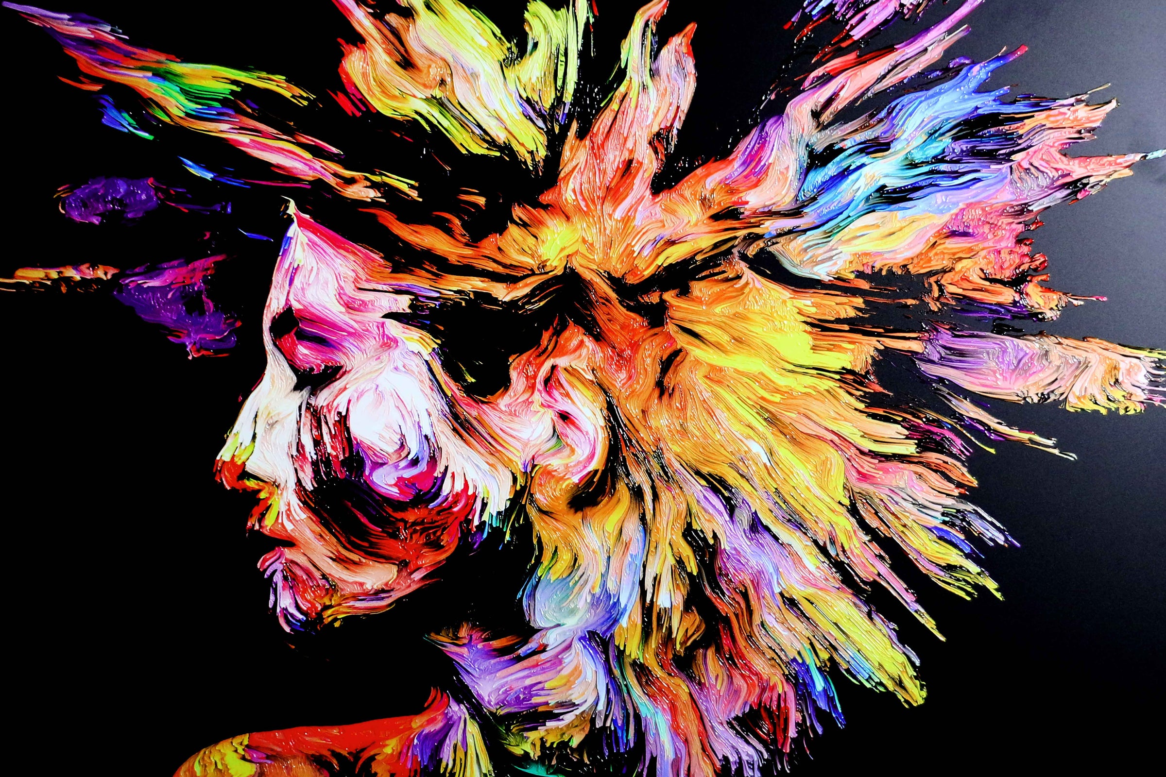 Chromatic Soul Radiance — 3D Haptic Embossed High-Gloss Luxury Wall Art