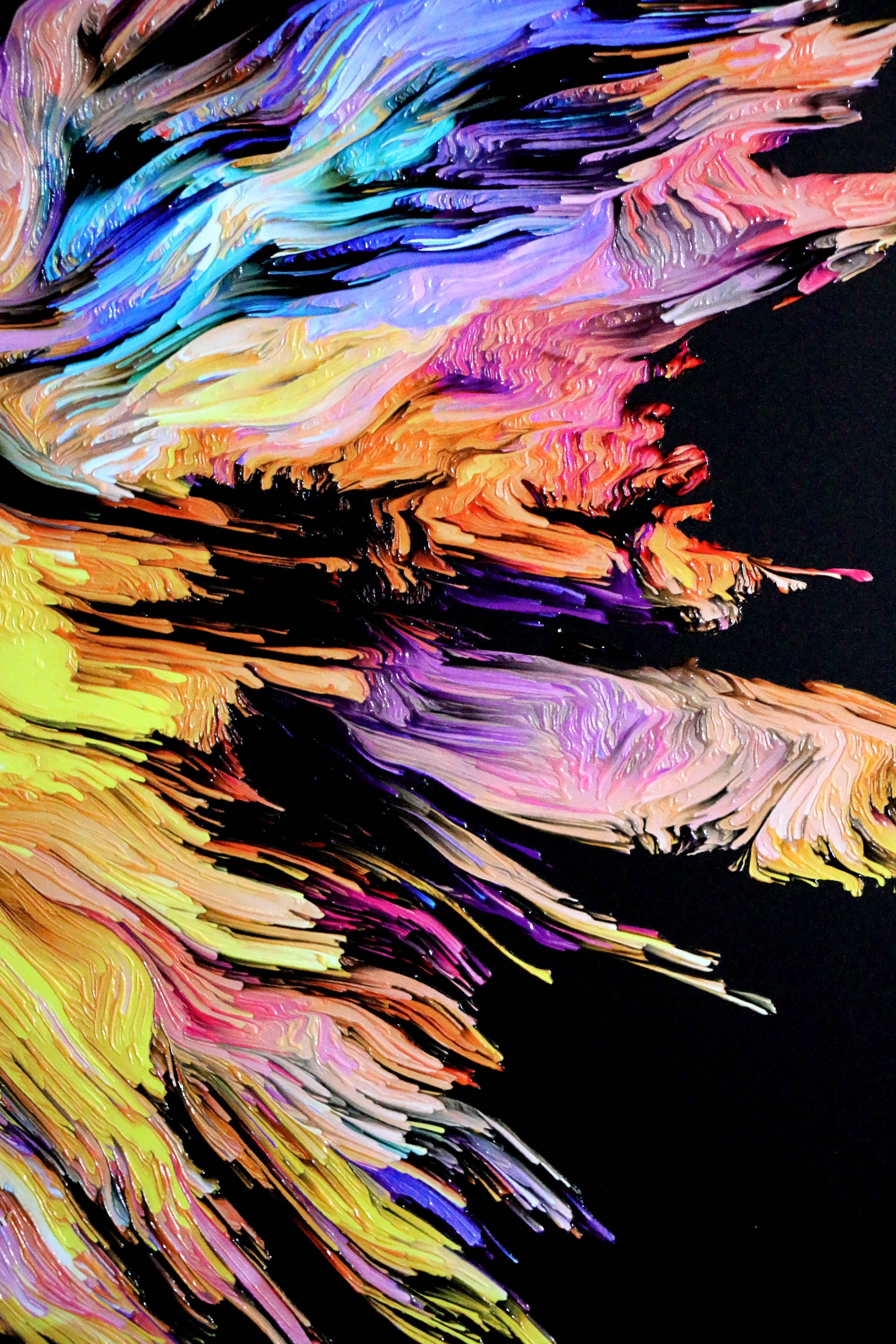 Chromatic Soul Radiance — 3D Haptic Embossed High-Gloss Luxury Wall Art