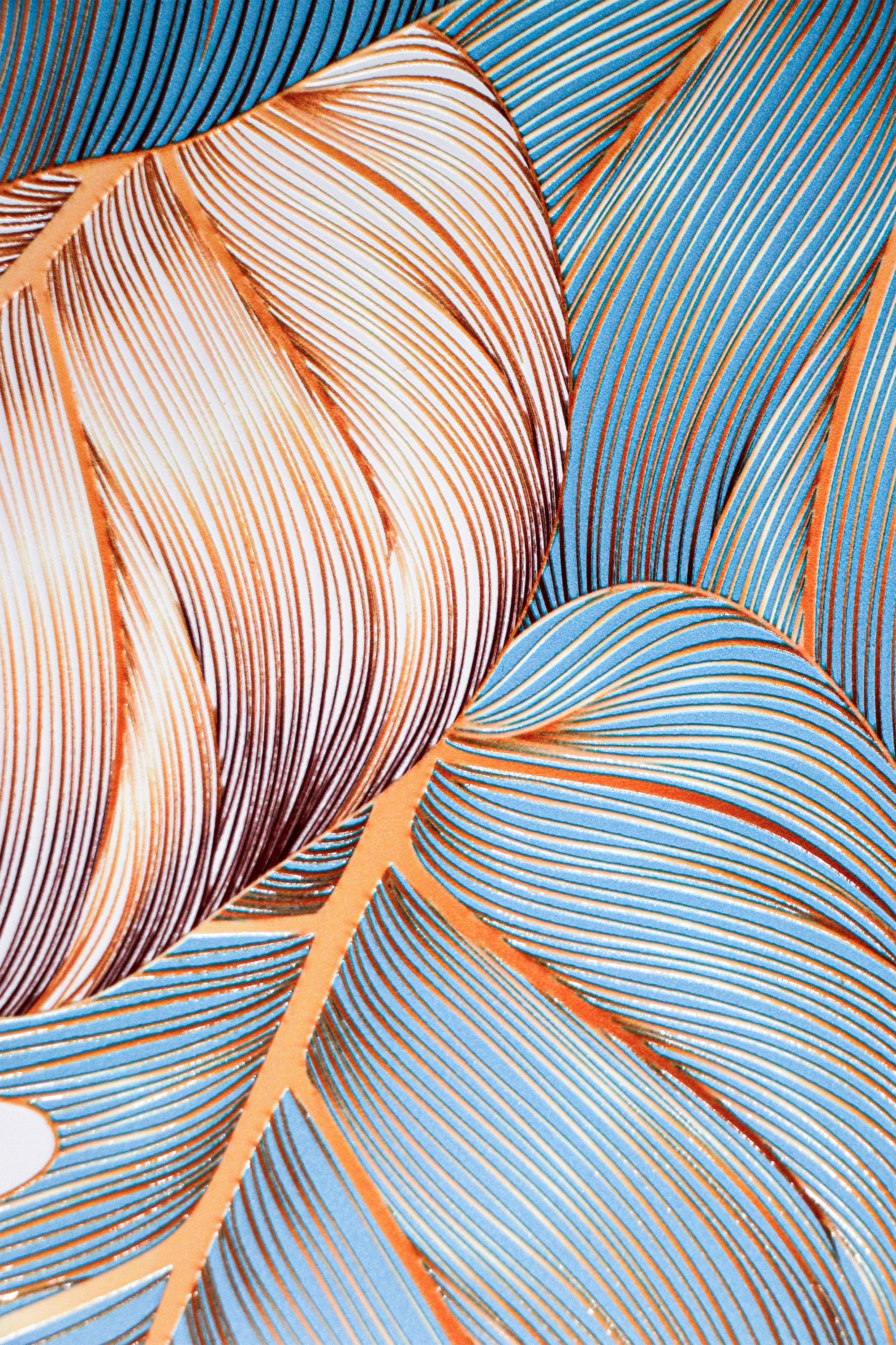 Azure Gilded Monstera — 3D Haptic Embossed High-Gloss Luxury Wall Art