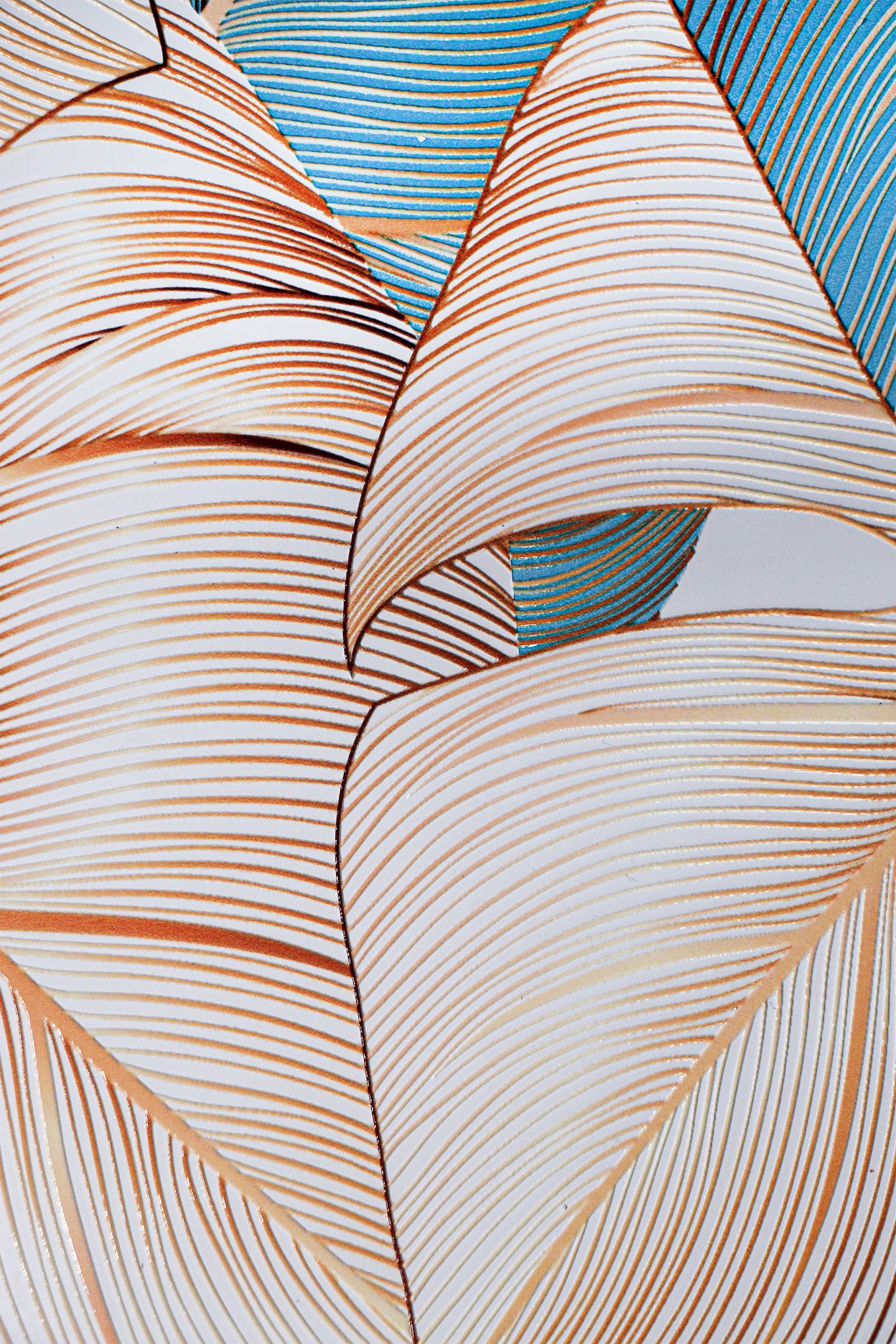 Azure Gilded Monstera — 3D Haptic Embossed High-Gloss Luxury Wall Art