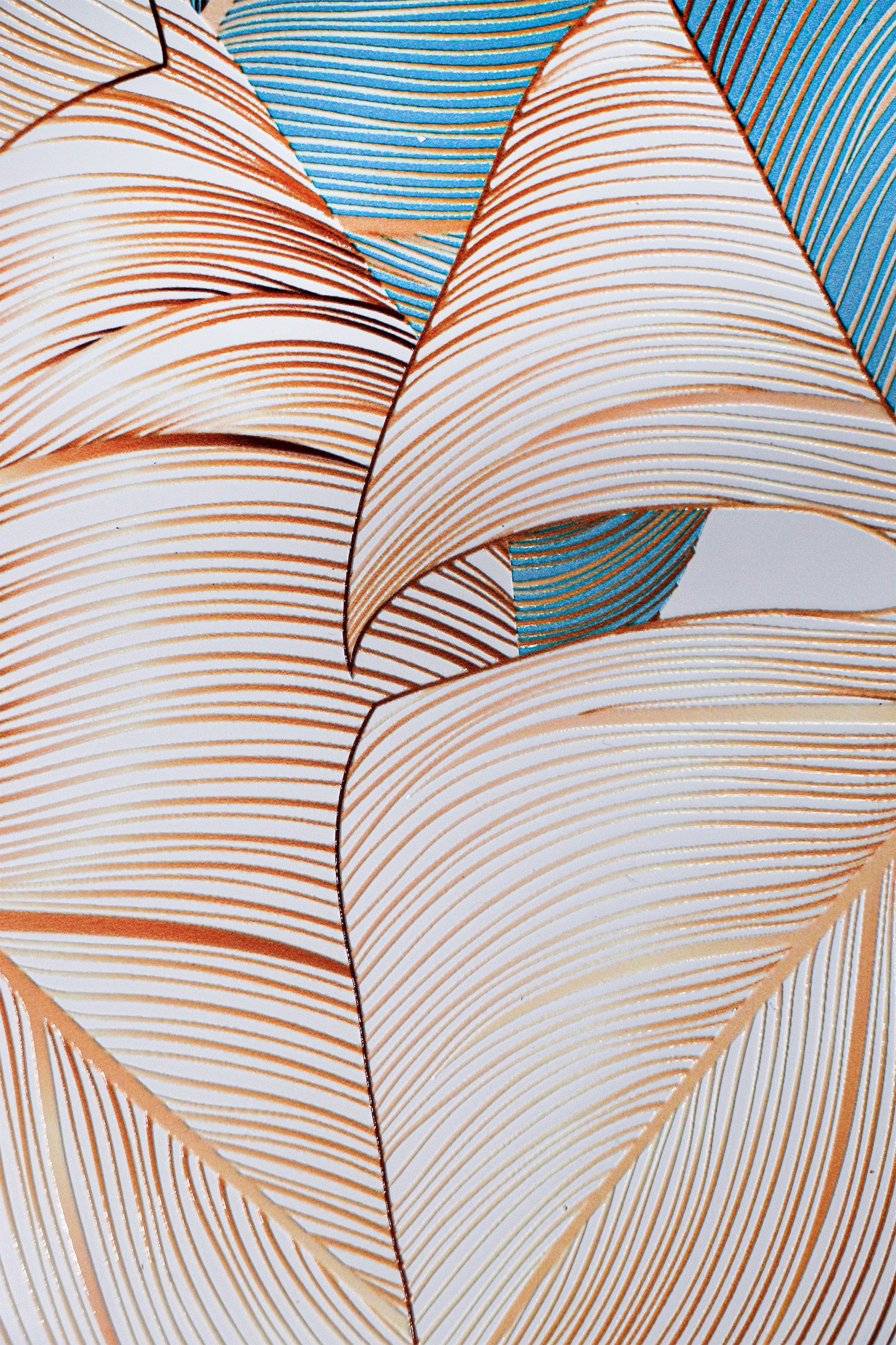 Azure Gilded Monstera — 3D Haptic Embossed High-Gloss Luxury Wall Art