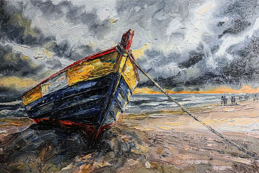 Weathered Shoreline Sentinel — 3D Haptic Embossed High-Gloss Luxury Wall Art