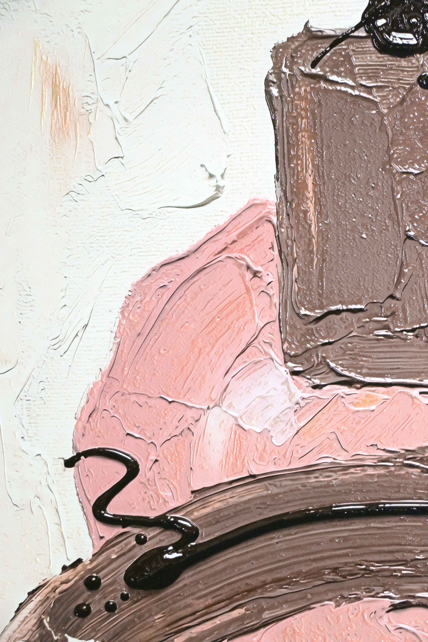 Mocha & Rose Abstract Stack — 3D Haptic Embossed High-Gloss Luxury Wall Art