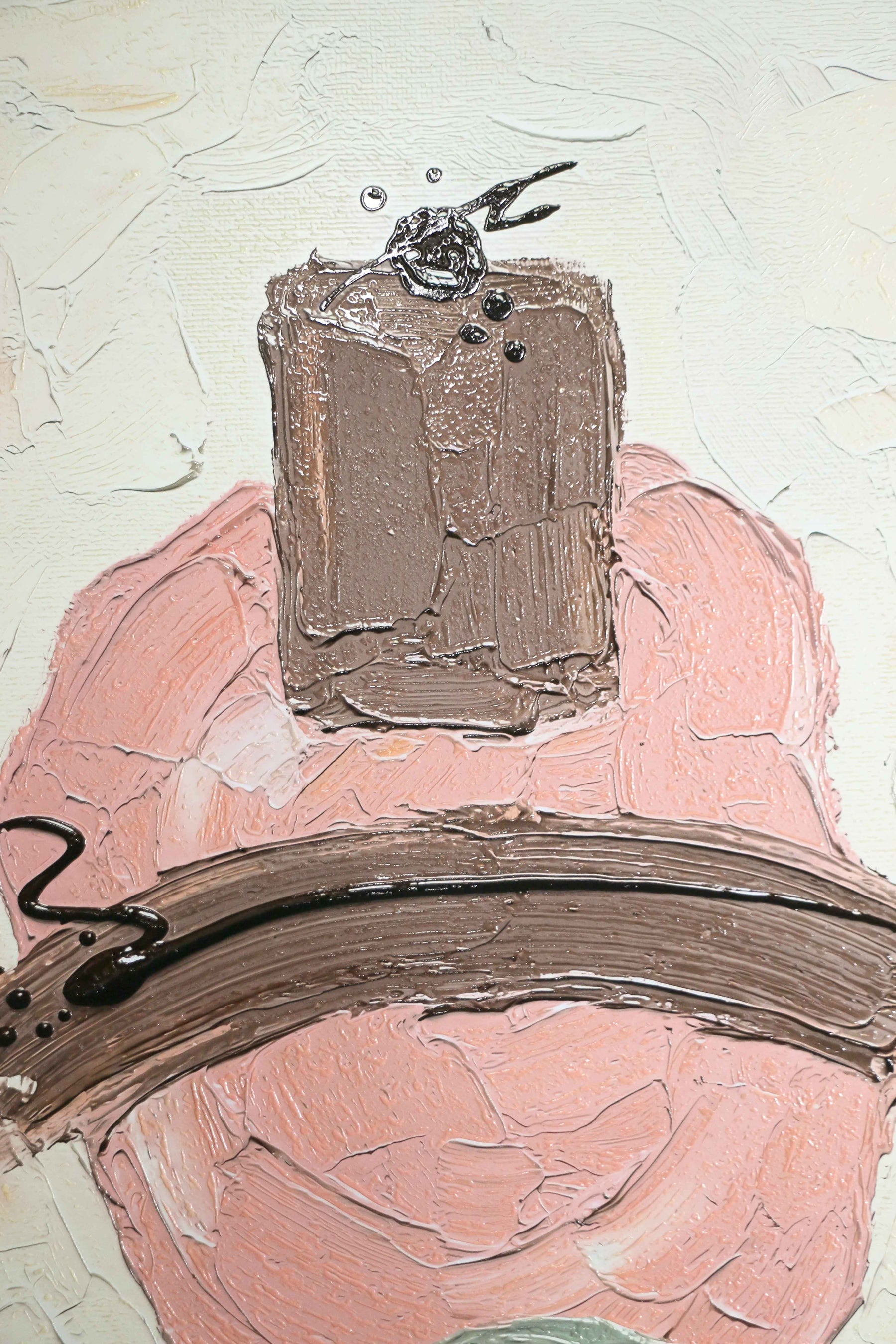 Mocha & Rose Abstract Stack — 3D Haptic Embossed High-Gloss Luxury Wall Art