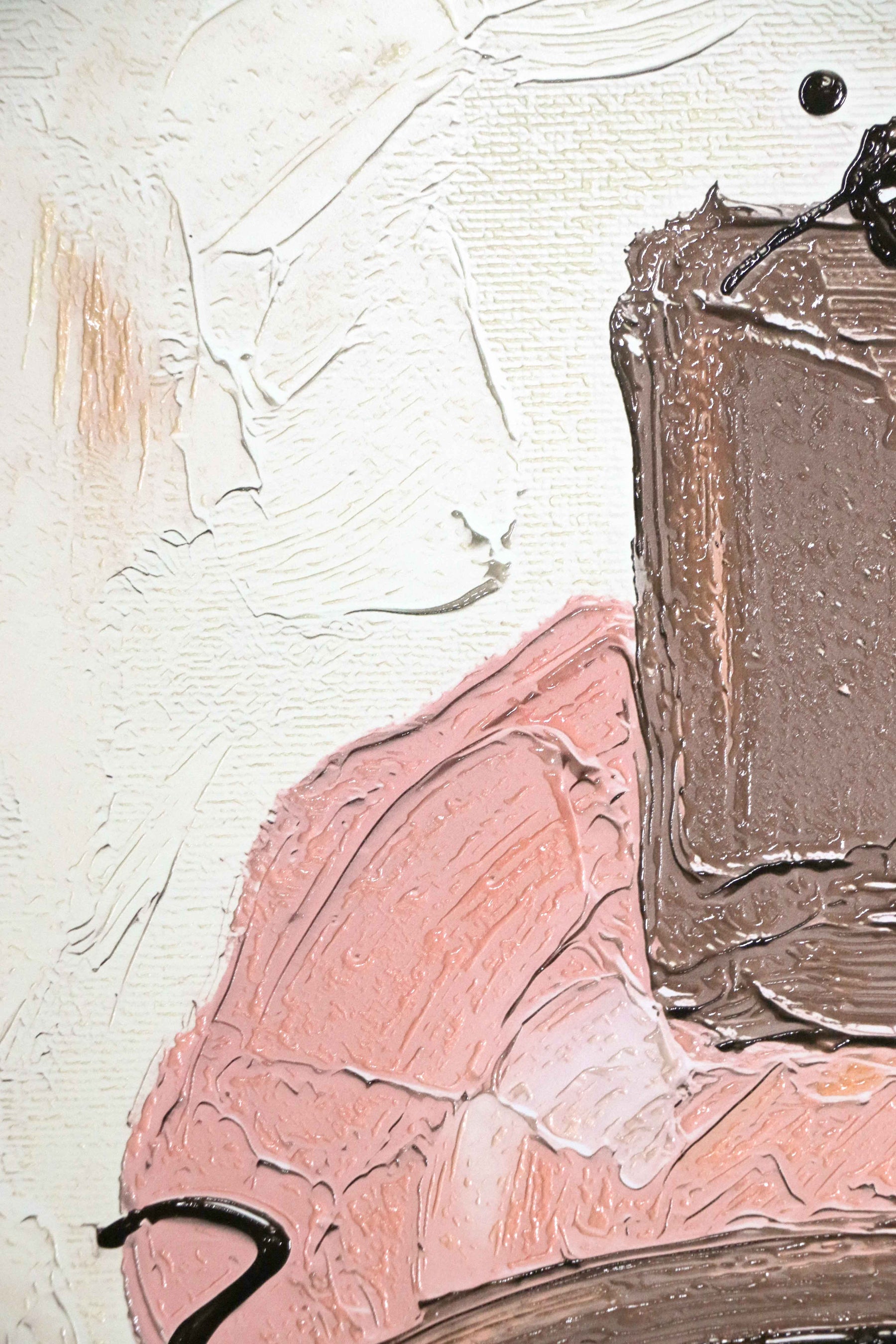 Mocha & Rose Abstract Stack — 3D Haptic Embossed High-Gloss Luxury Wall Art