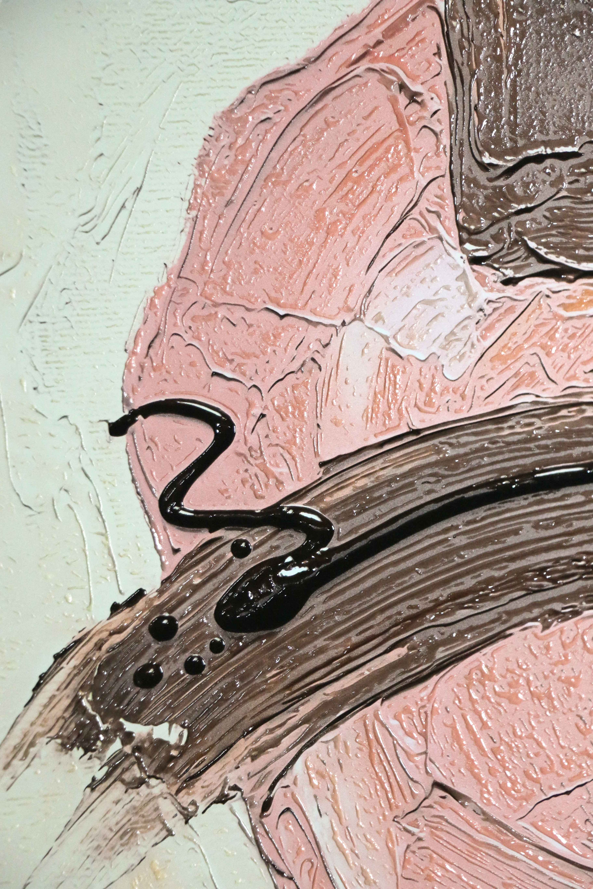 Mocha & Rose Abstract Stack — 3D Haptic Embossed High-Gloss Luxury Wall Art