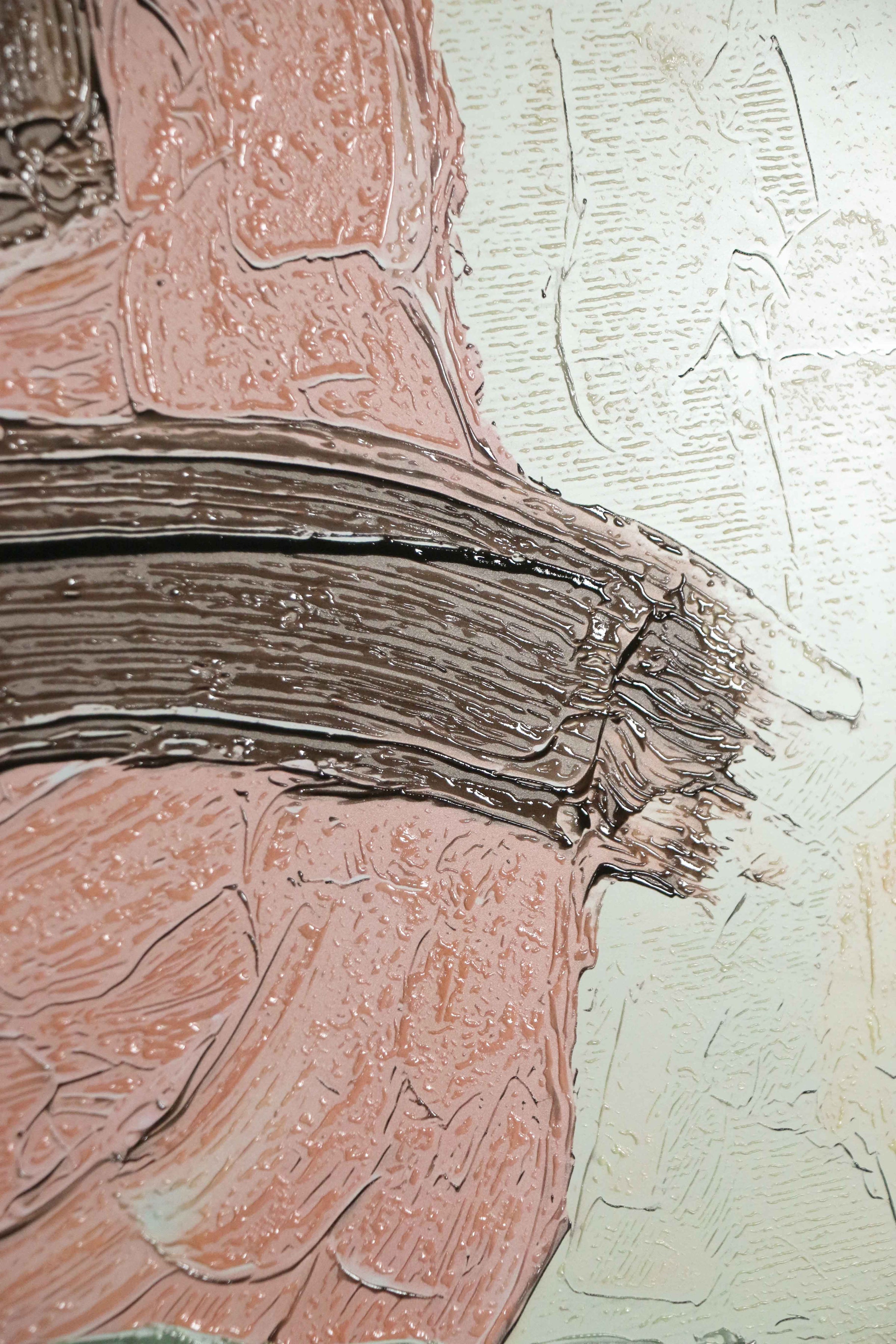 Mocha & Rose Abstract Stack — 3D Haptic Embossed High-Gloss Luxury Wall Art