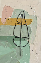 Follaje abstracto salvia y pétalo — Arte mural de lujo 3D háptico en relieve de alto brillo