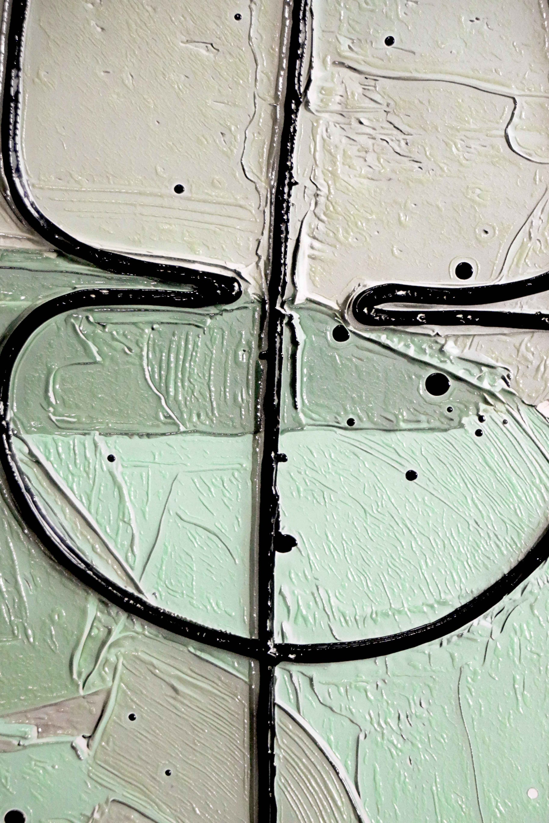 Sage & Petal Abstract Foliage — 3D Haptic Embossed High-Gloss Luxury Wall Art