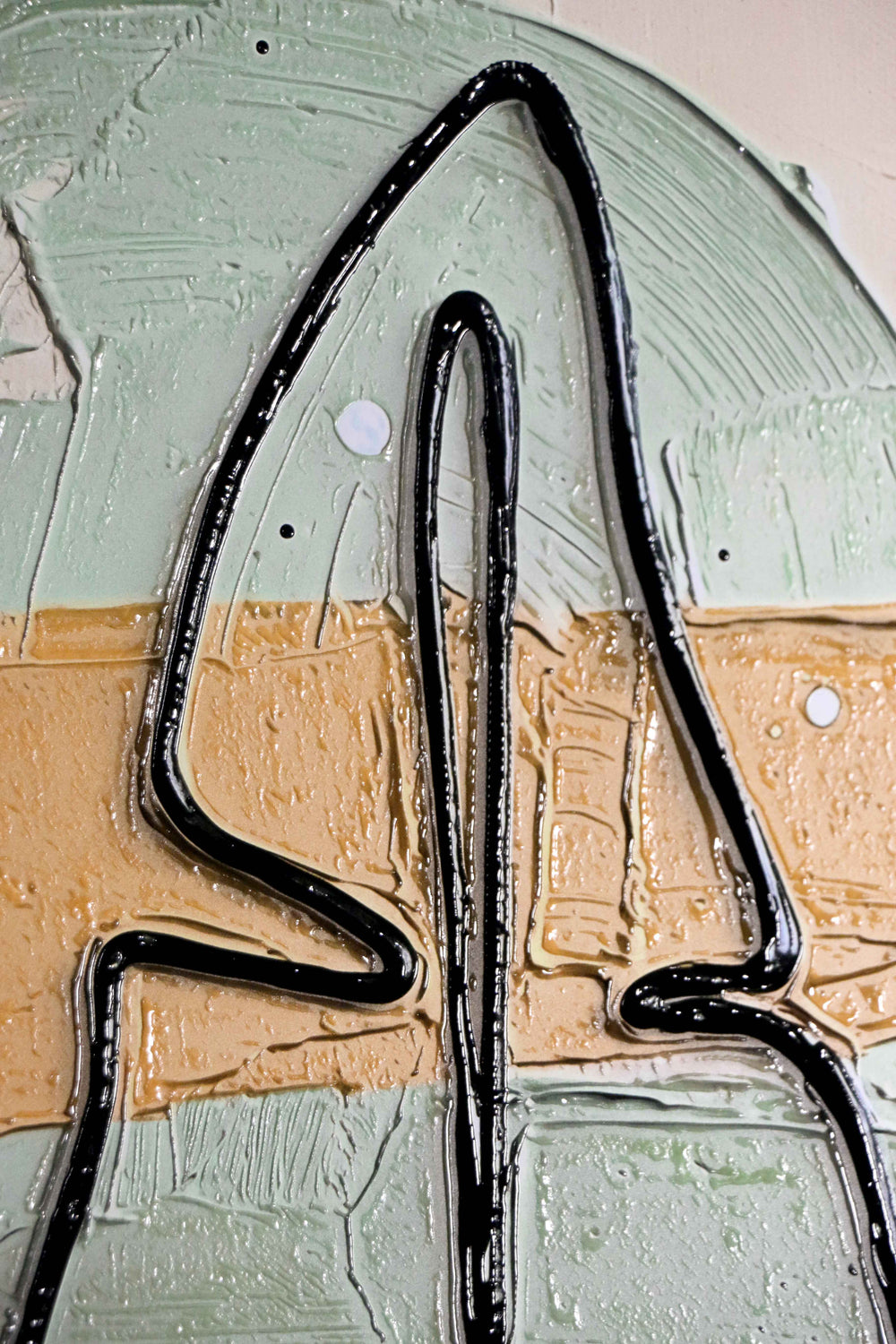 Follaje abstracto salvia y pétalo — Arte mural de lujo 3D háptico en relieve de alto brillo