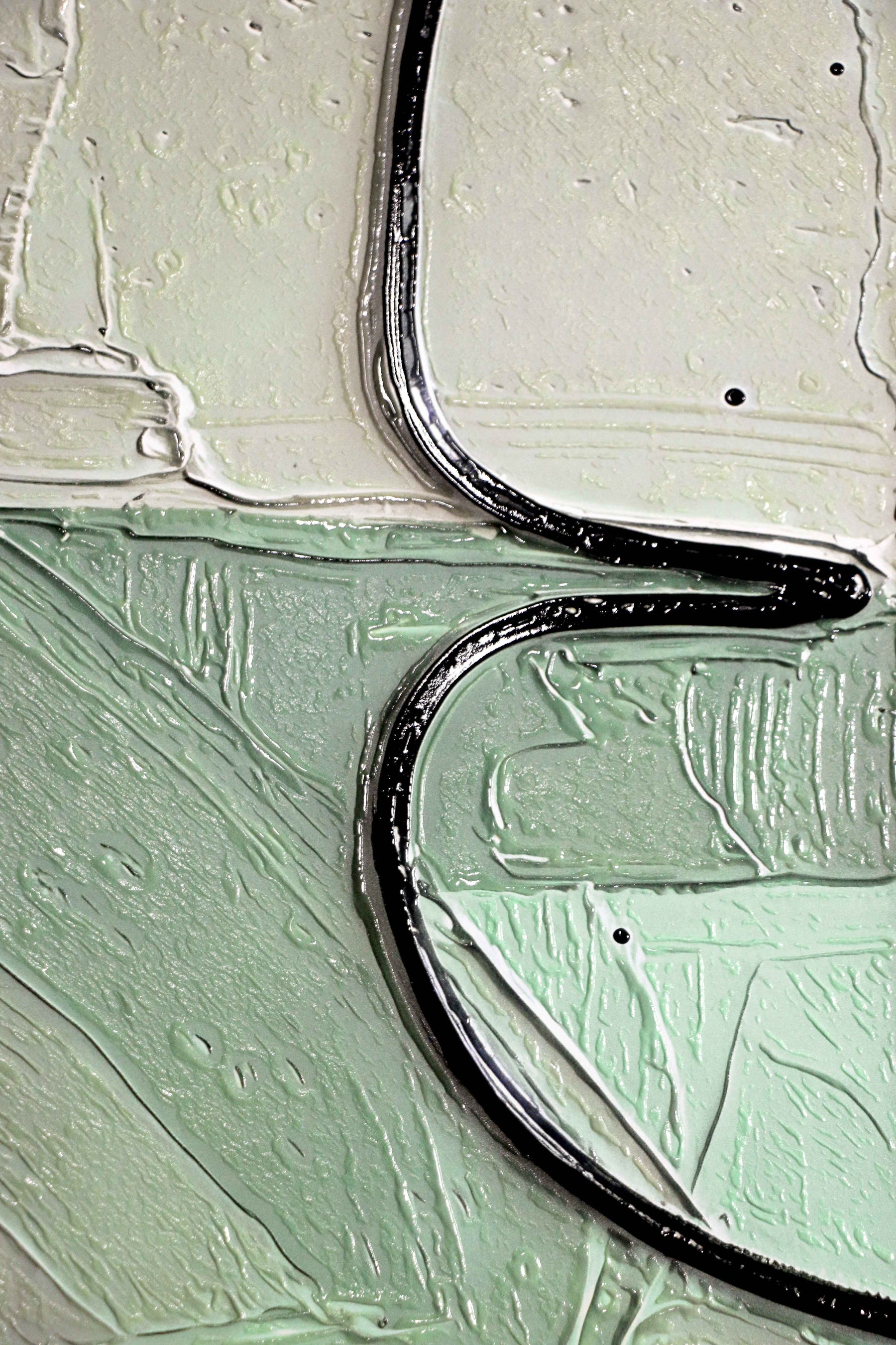 Sage & Petal Abstract Foliage — 3D Haptic Embossed High-Gloss Luxury Wall Art