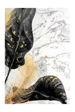 Gilded Leaf & Feather Reverie — 3D Haptic Embossed High-Gloss Luxury Wall Art