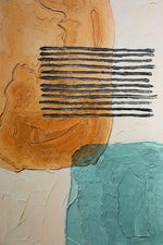 Ochre & Teal Linear Harmony — 3D Haptic Embossed High-Gloss Luxury Wall Art