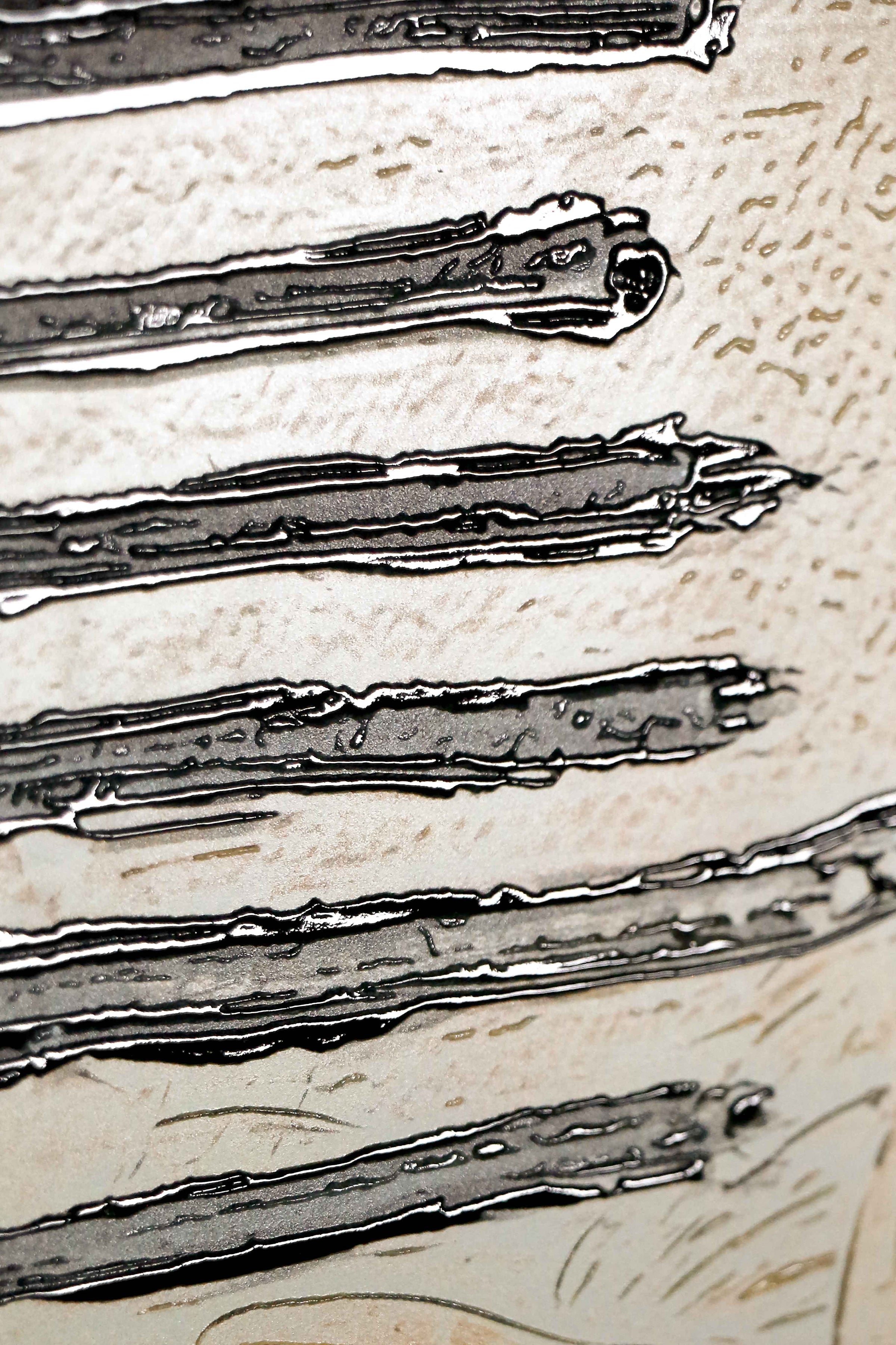 Ochre & Teal Linear Harmony — 3D Haptic Embossed High-Gloss Luxury Wall Art