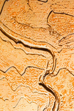 Ochre & Teal Linear Harmony — 3D Haptic Embossed High-Gloss Luxury Wall Art
