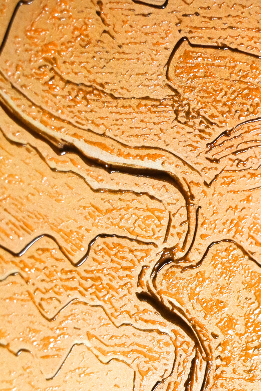 Ochre & Teal Linear Harmony — 3D Haptic Embossed High-Gloss Luxury Wall Art