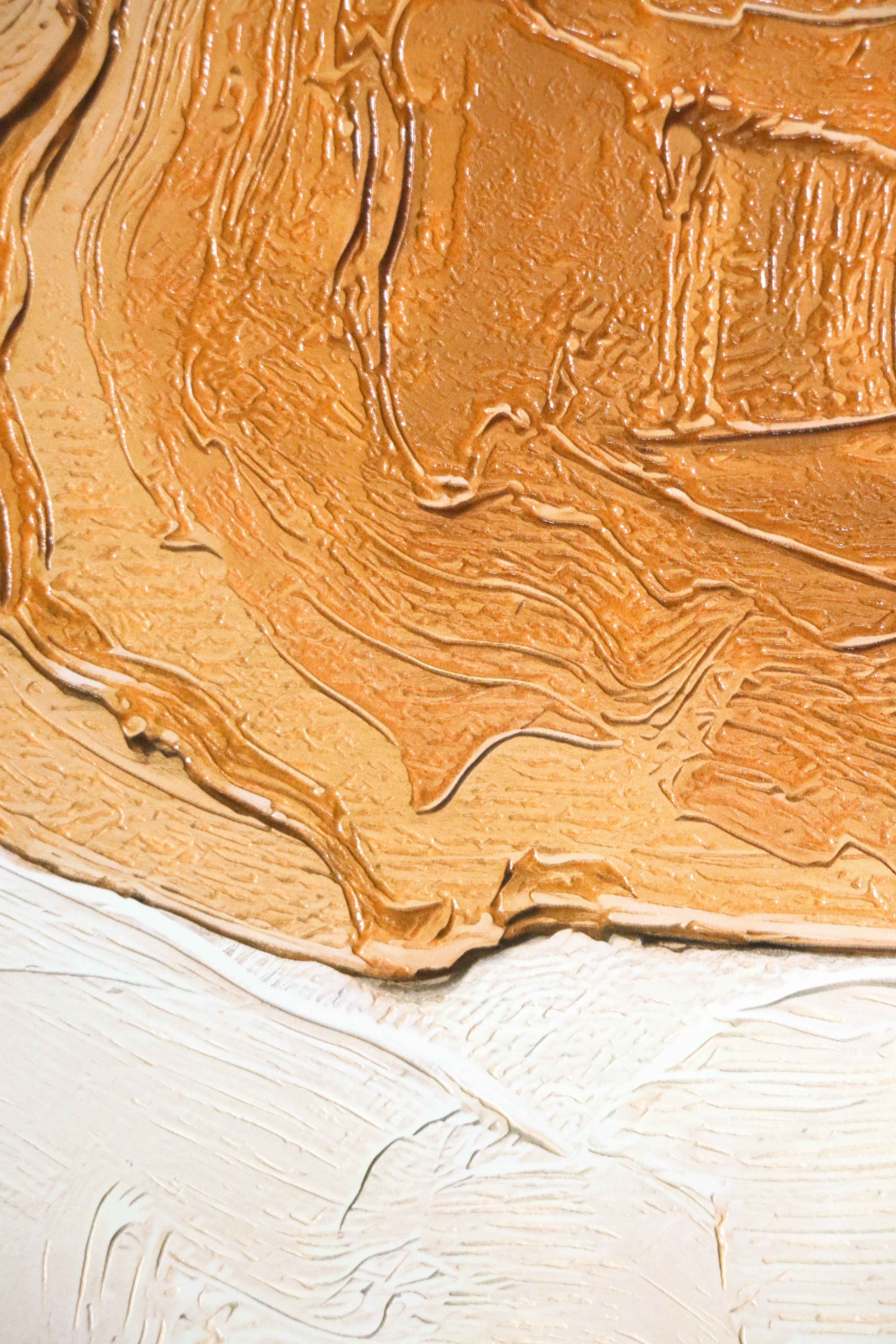 Ochre & Teal Linear Harmony — 3D Haptic Embossed High-Gloss Luxury Wall Art