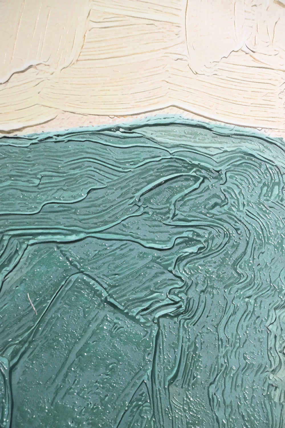 Ochre & Teal Linear Harmony — 3D Haptic Embossed High-Gloss Luxury Wall Art