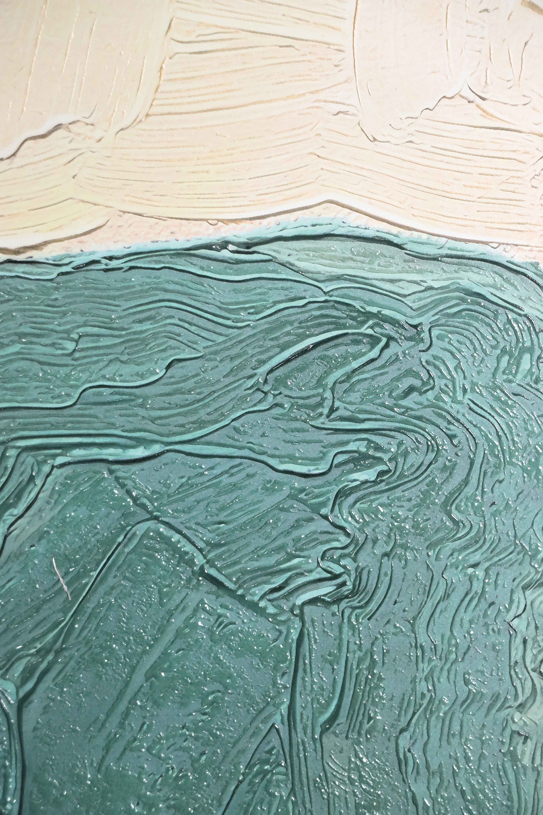 Ochre & Teal Linear Harmony — 3D Haptic Embossed High-Gloss Luxury Wall Art