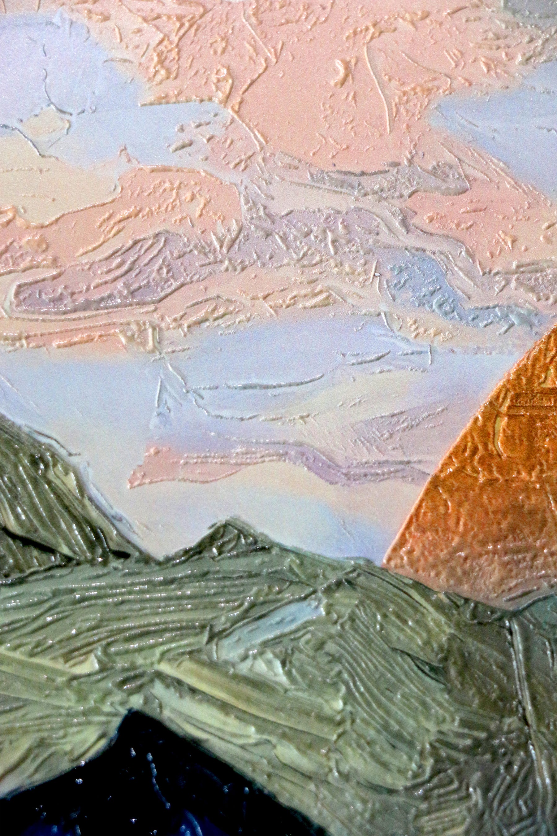 Golden Summit Peaks — 3D Haptic Embossed High-Gloss Luxury Wall Art