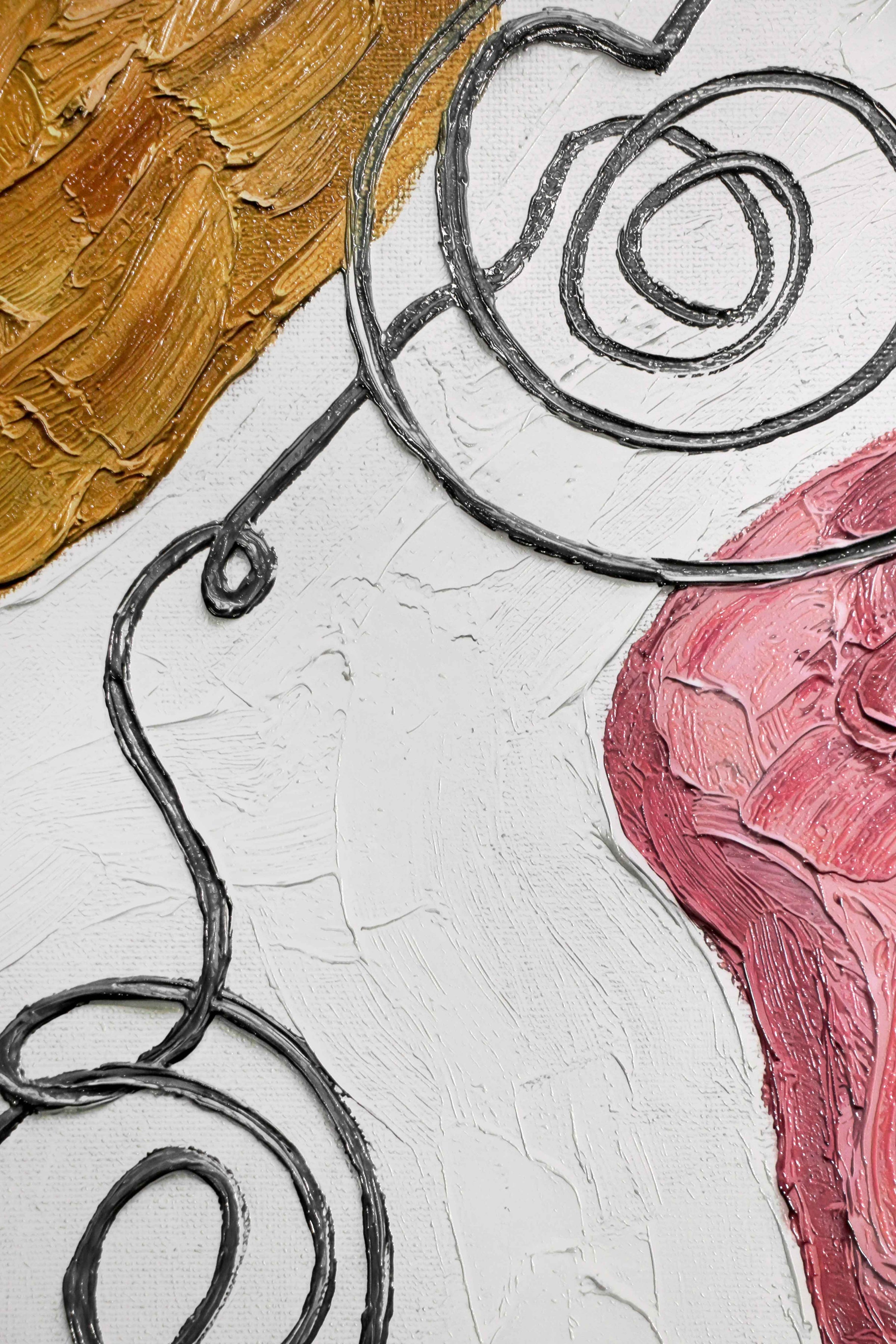 Crimson & Ochre Lyric — 3D Haptic Embossed High-Gloss Luxury Wall Art