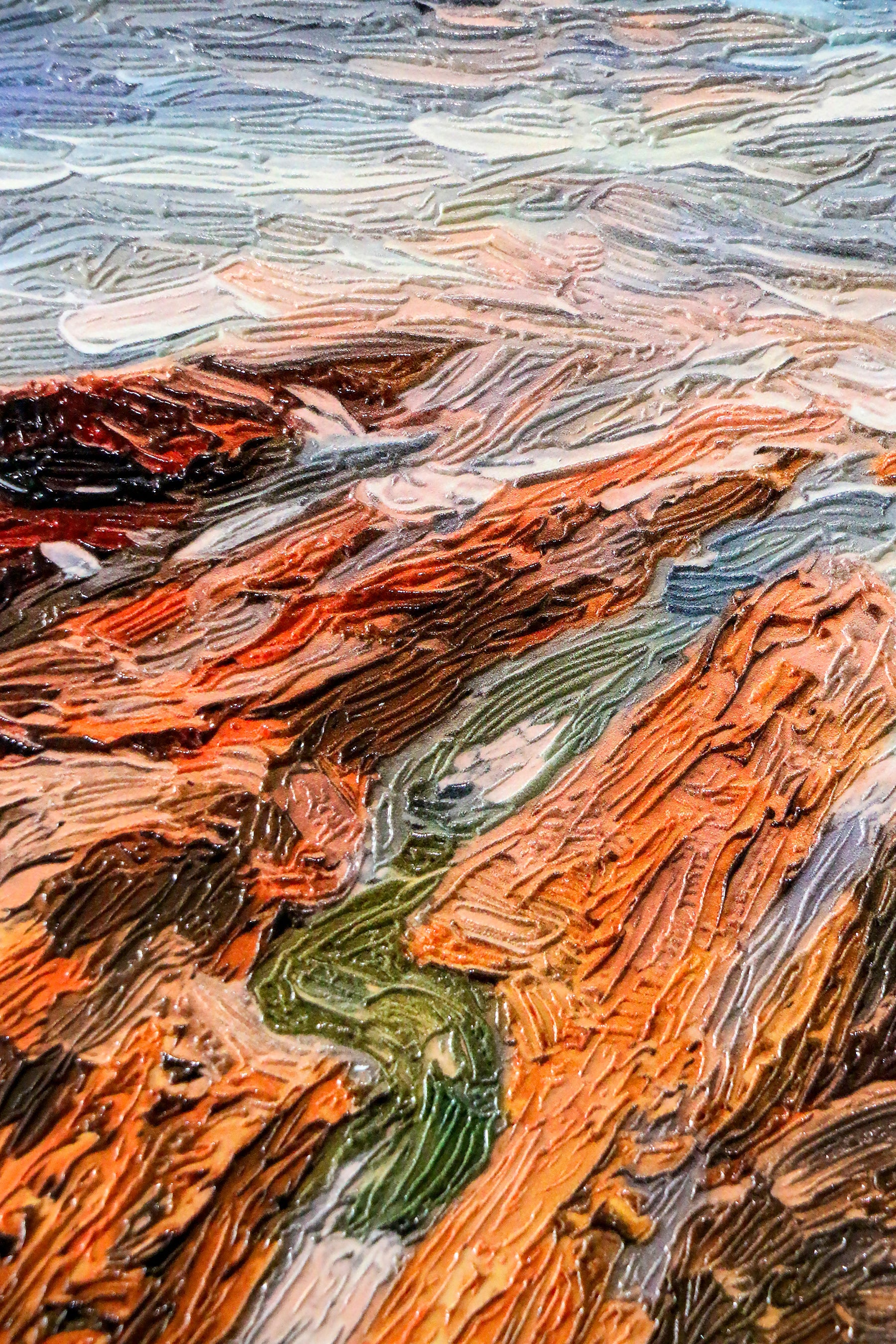 Amber Coastline Reverie — 3D Haptic Embossed High-Gloss Luxury Wall Art