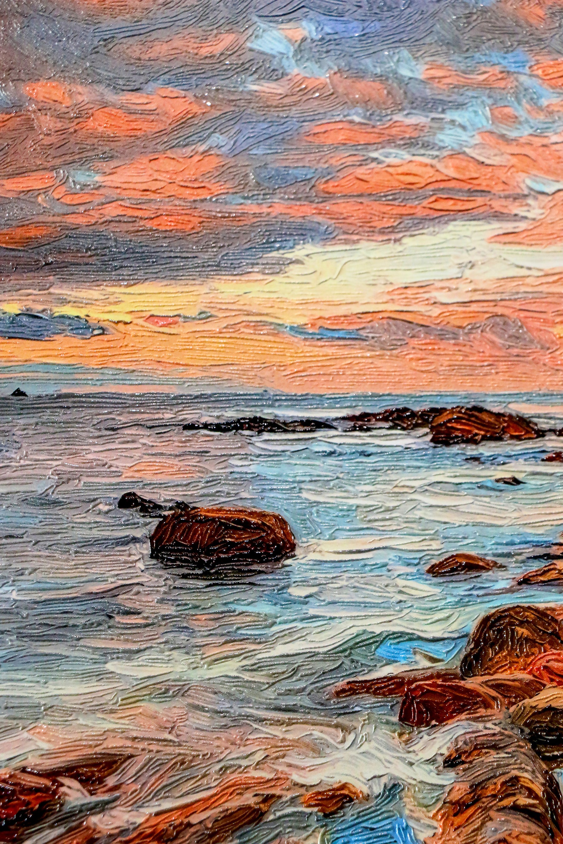 Amber Coastline Reverie — 3D Haptic Embossed High-Gloss Luxury Wall Art