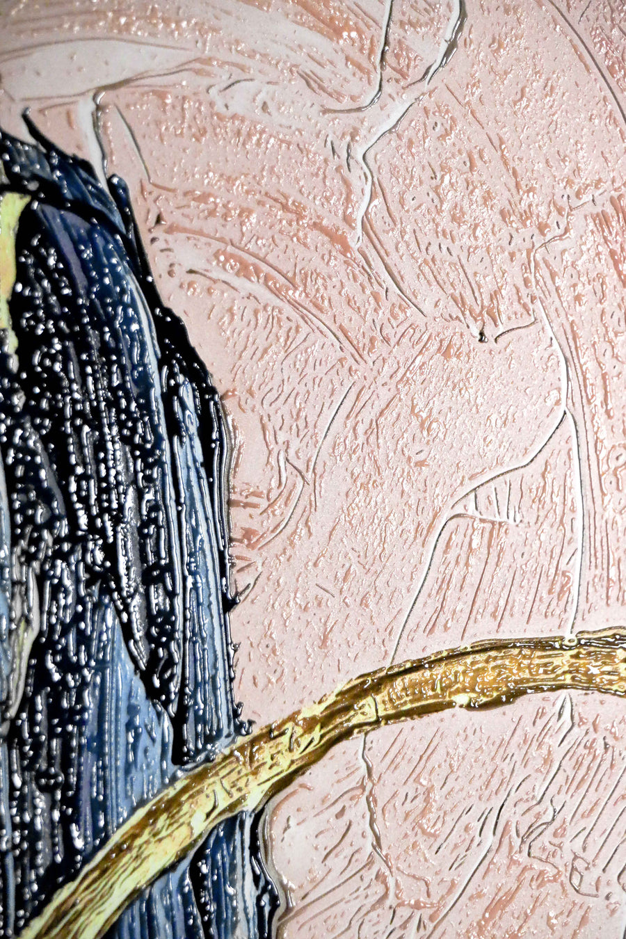 Sapphire & Rose Orbit — 3D Haptic Embossed High-Gloss Luxury Wall Art