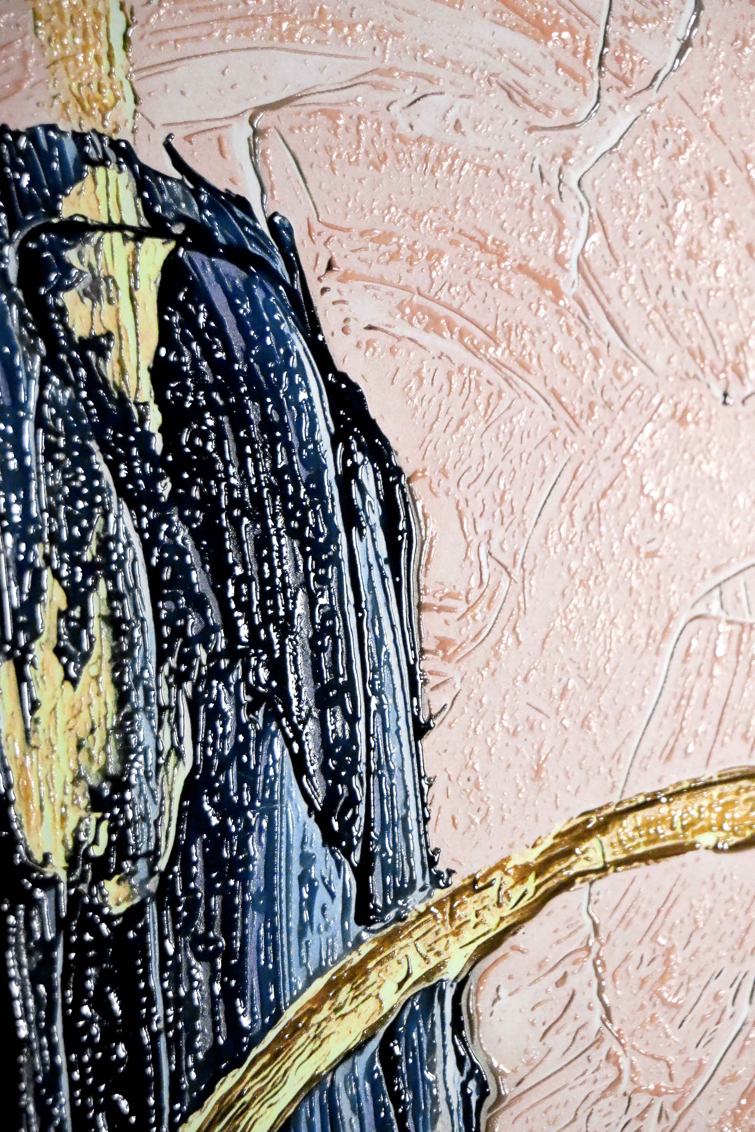 Sapphire & Rose Orbit — 3D Haptic Embossed High-Gloss Luxury Wall Art