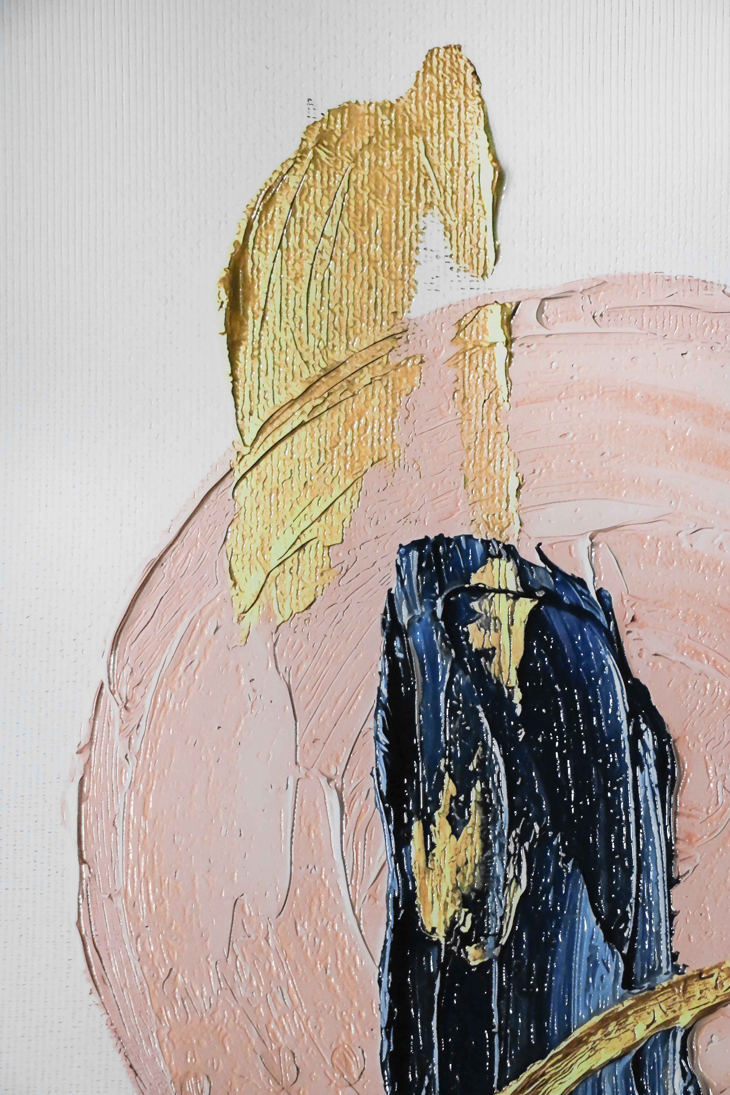 Sapphire & Rose Orbit — 3D Haptic Embossed High-Gloss Luxury Wall Art