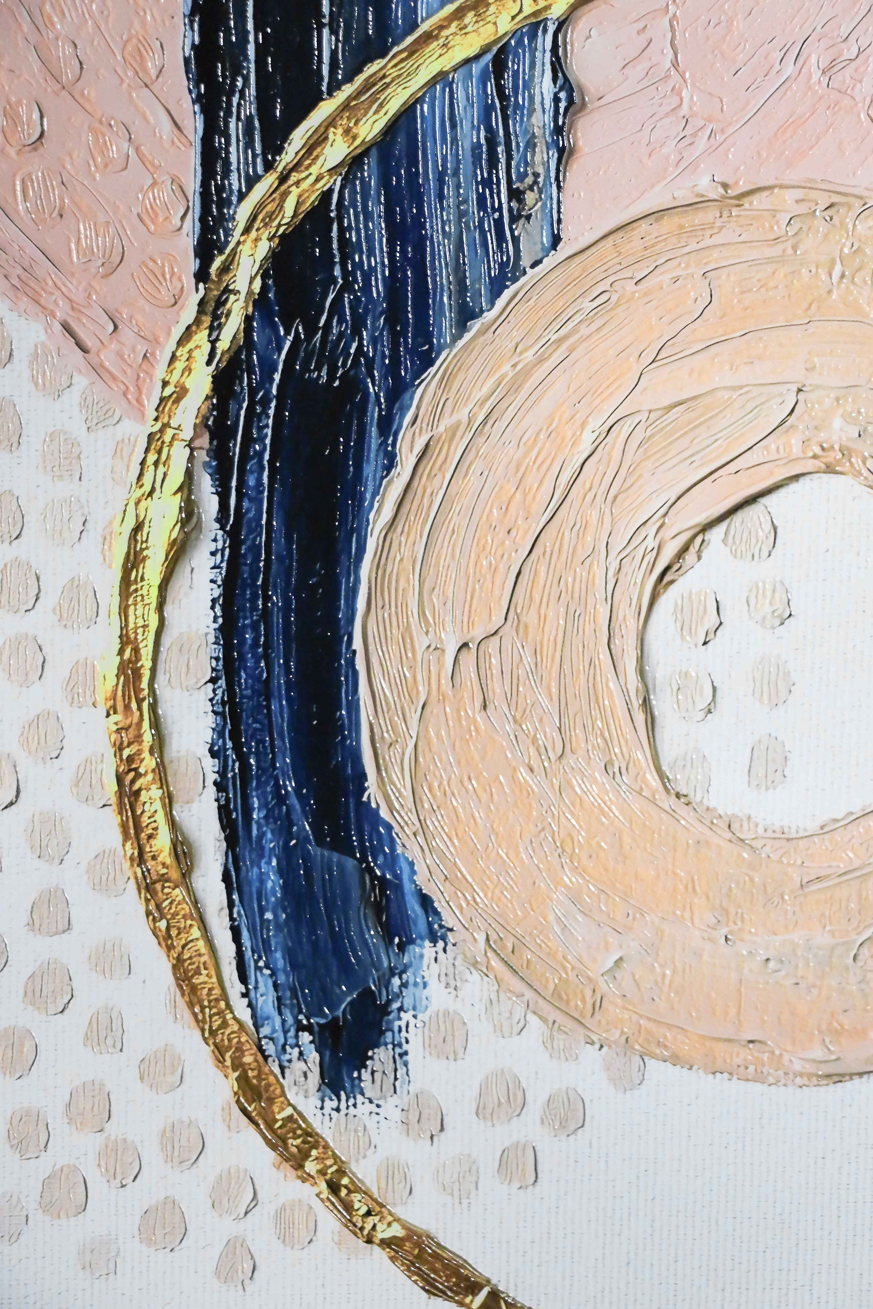 Sapphire & Rose Orbit — 3D Haptic Embossed High-Gloss Luxury Wall Art