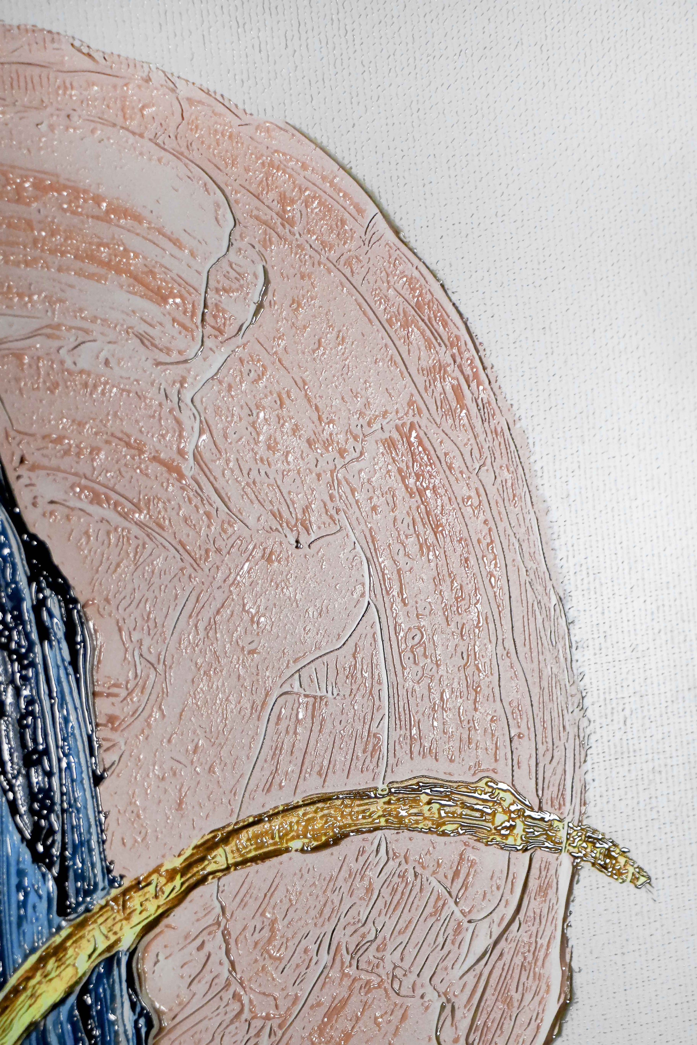 Sapphire & Rose Orbit — 3D Haptic Embossed High-Gloss Luxury Wall Art