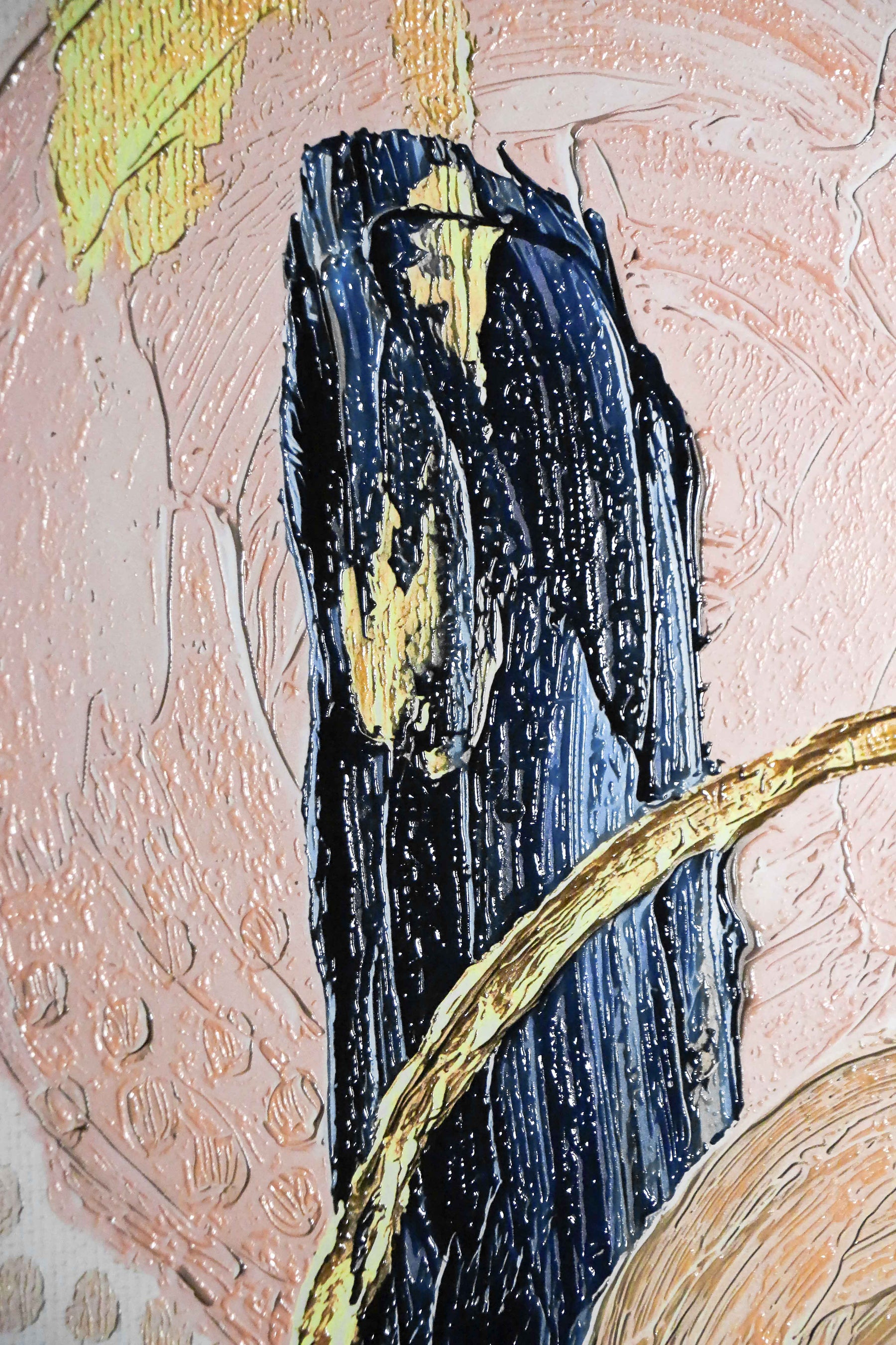 Sapphire & Rose Orbit — 3D Haptic Embossed High-Gloss Luxury Wall Art