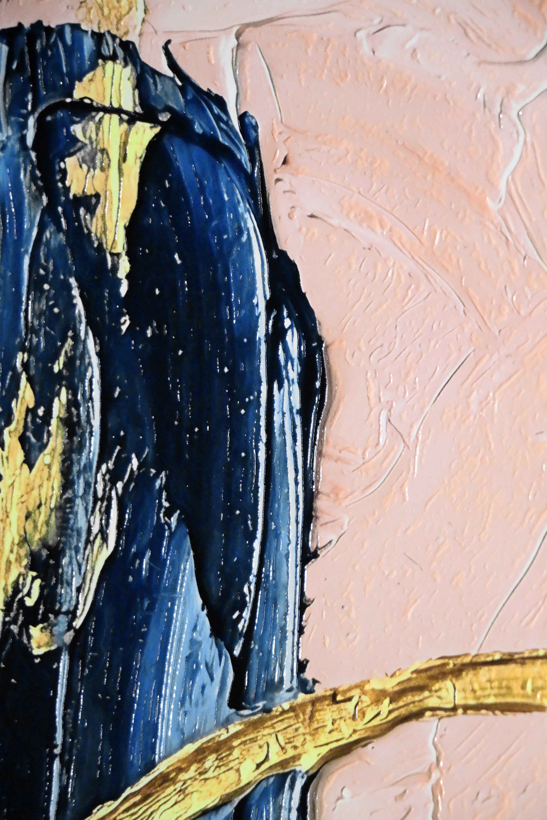 Sapphire & Rose Orbit — 3D Haptic Embossed High-Gloss Luxury Wall Art