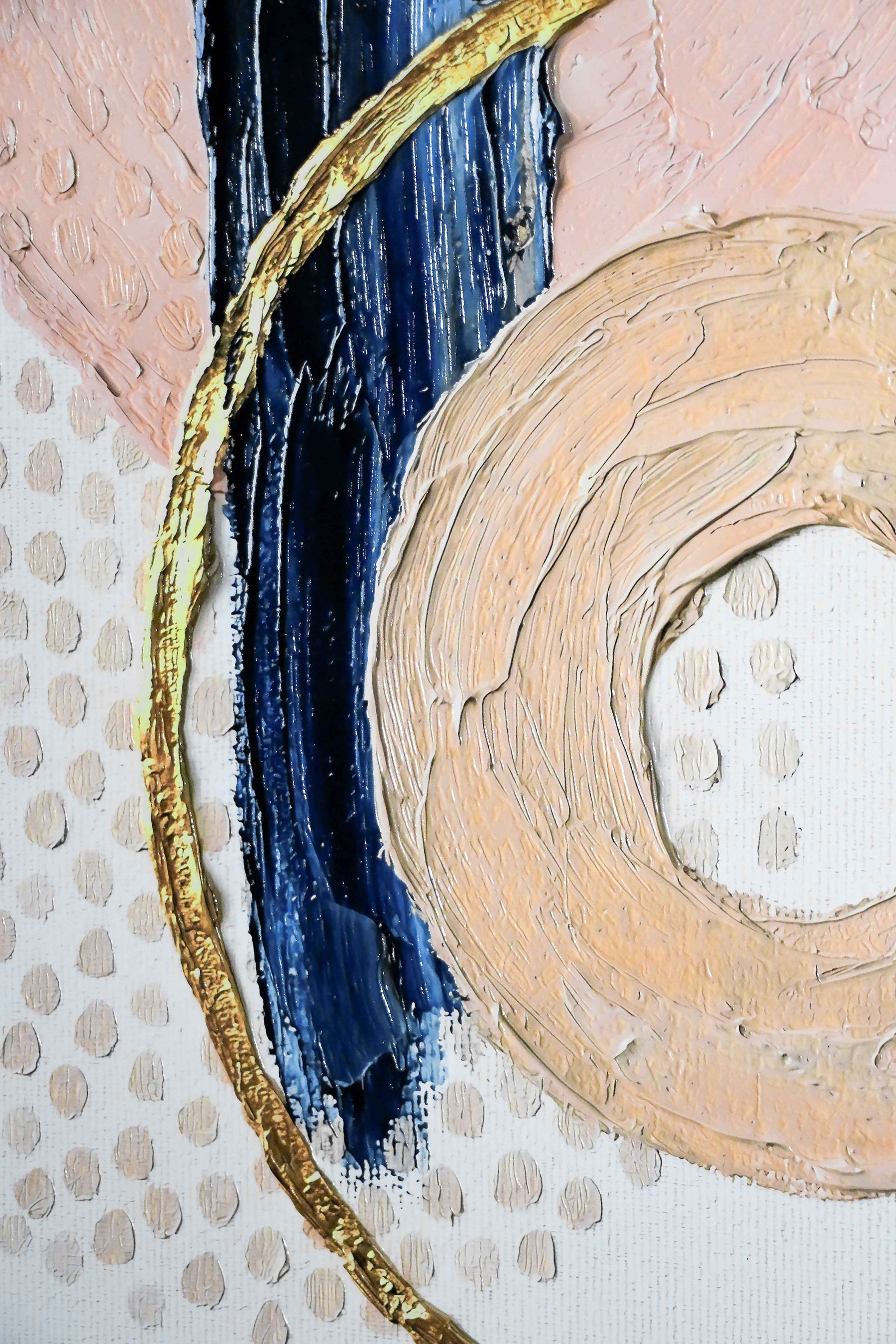 Sapphire & Rose Orbit — 3D Haptic Embossed High-Gloss Luxury Wall Art