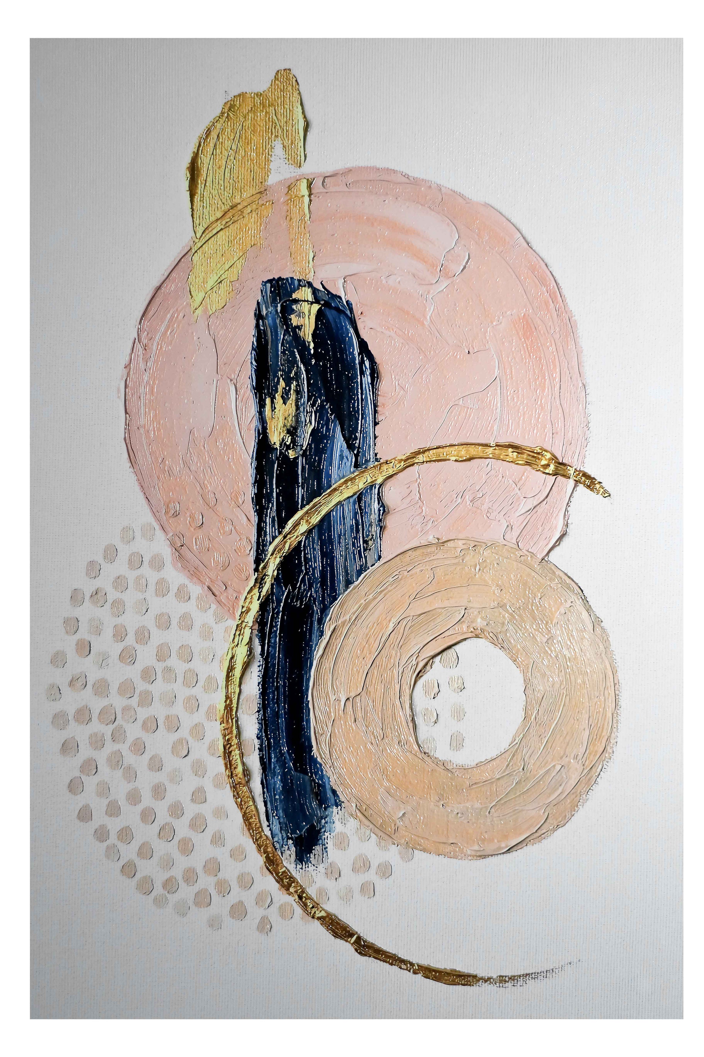 Sapphire & Rose Orbit — 3D Haptic Embossed High-Gloss Luxury Wall Art