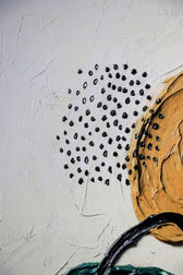 Teal & Ochre Abstract Loop — 3D Haptic Embossed High-Gloss Luxury Wall Art