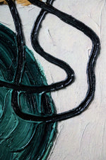 Teal & Ochre Abstract Loop — 3D Haptic Embossed High-Gloss Luxury Wall Art