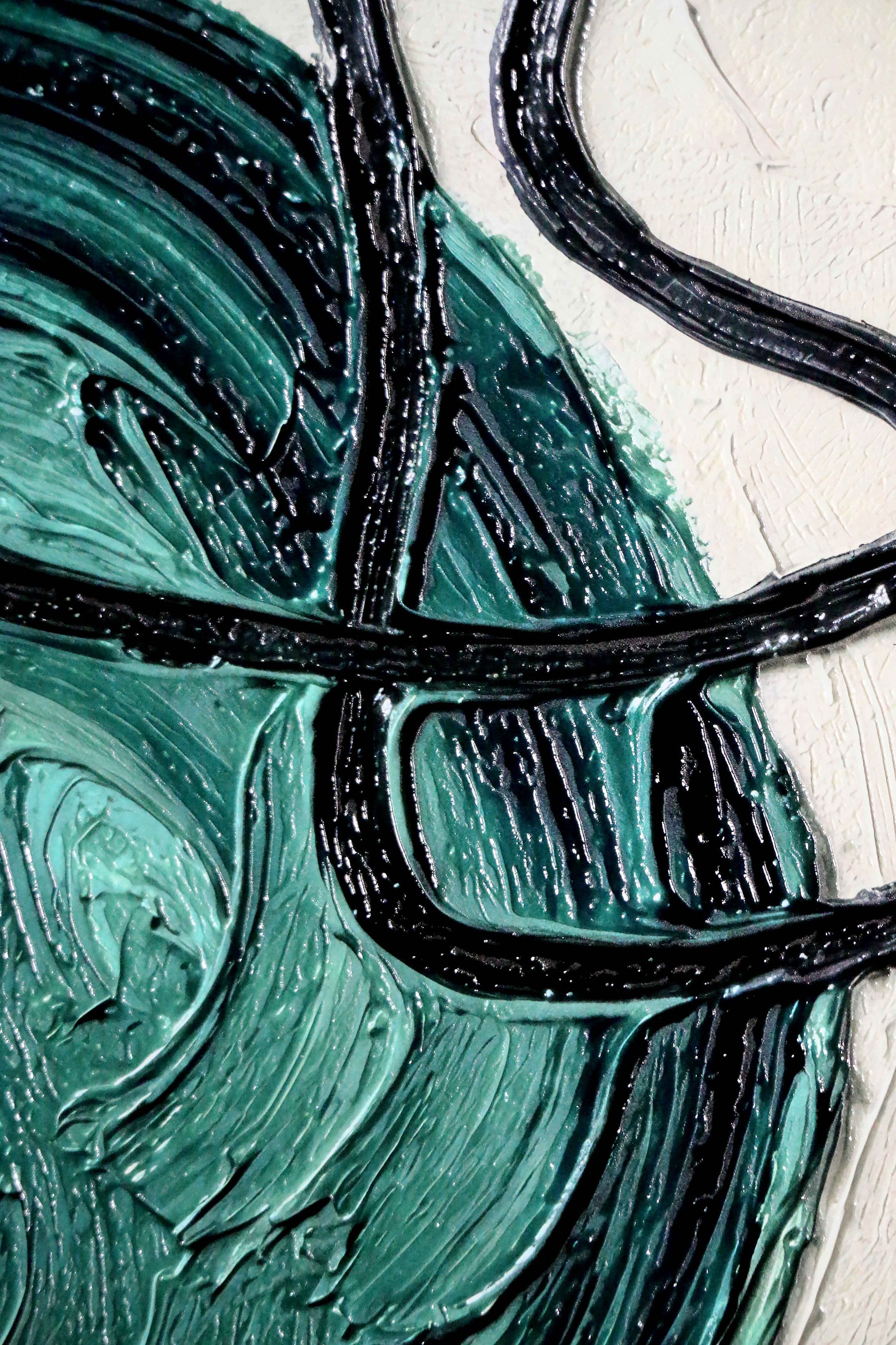 Teal & Ochre Abstract Loop — 3D Haptic Embossed High-Gloss Luxury Wall Art