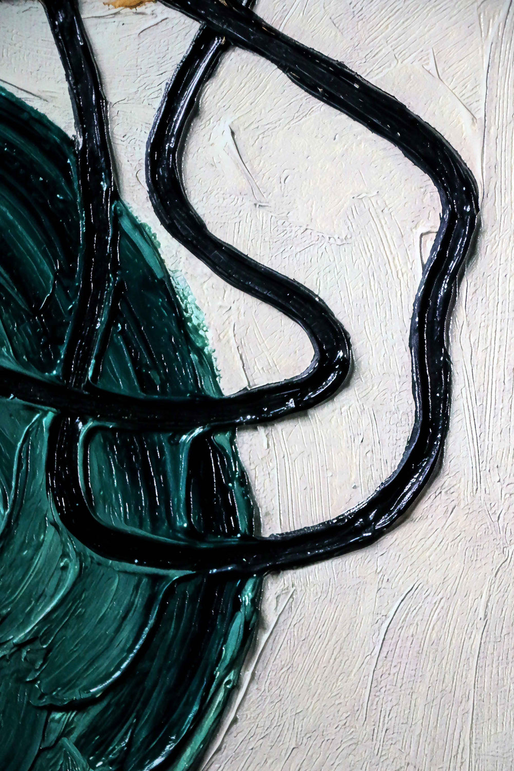 Teal & Ochre Abstract Loop — 3D Haptic Embossed High-Gloss Luxury Wall Art