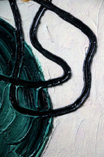 Teal & Ochre Abstract Loop — 3D Haptic Embossed High-Gloss Luxury Wall Art