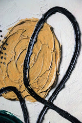 Teal & Ochre Abstract Loop — 3D Haptic Embossed High-Gloss Luxury Wall Art