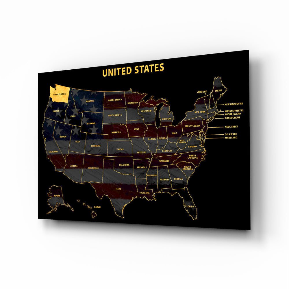 Washington State Map - 3D Embossed Metal Wall Art