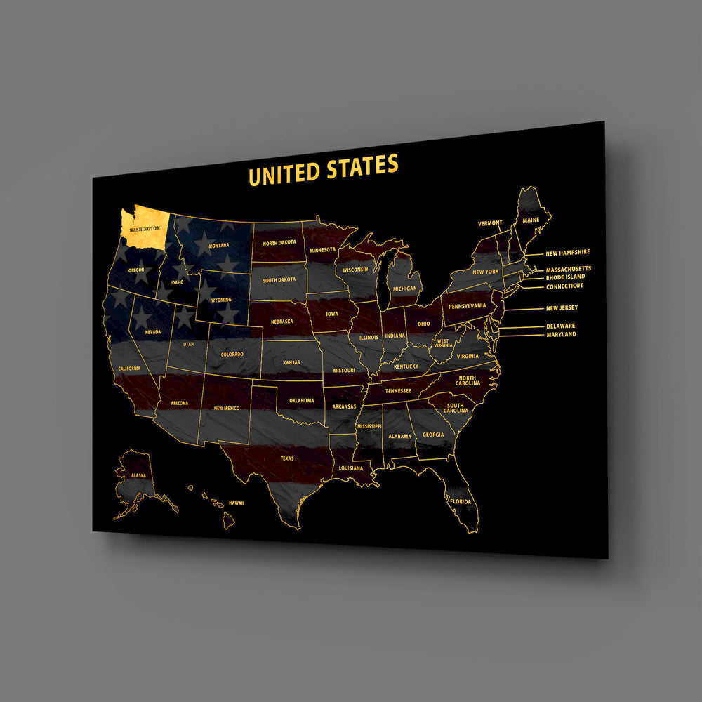 Washington State Map - 3D Embossed Metal Wall Art