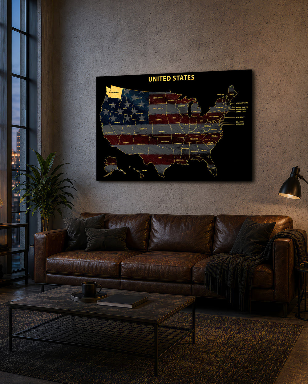 Washington State Map - 3D Embossed Metal Wall Art